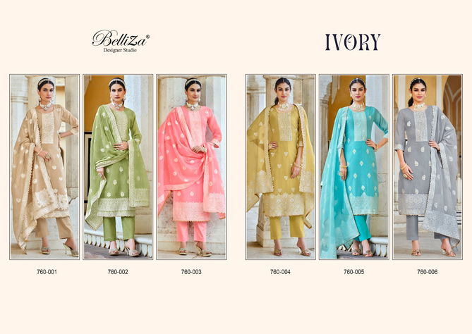 Ivory By Belliza 001-006 Dress Material Catalog